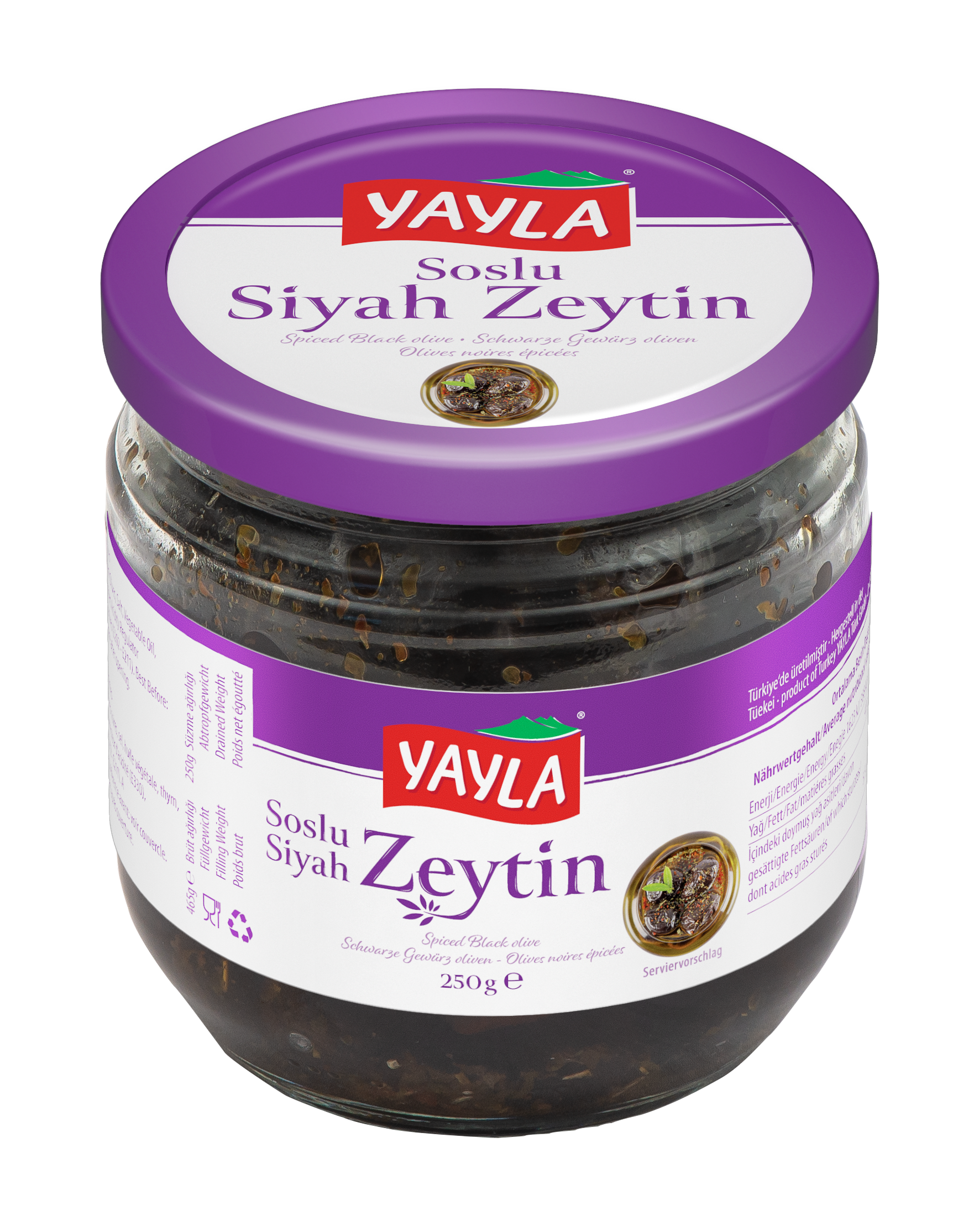 Yayla schwarze Oliven mariniert 250g